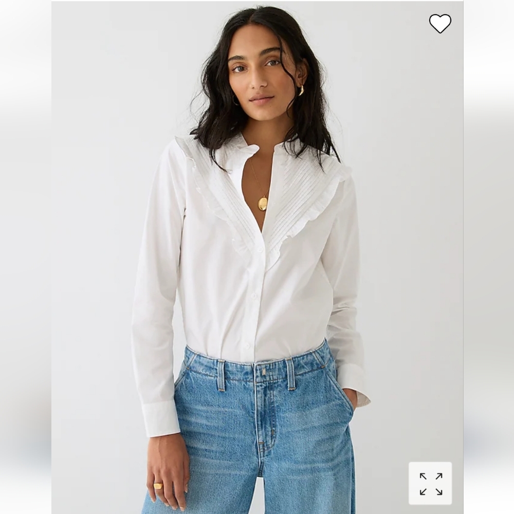 J Crew Ruffle-trim Cotton Poplin Button-up BN376